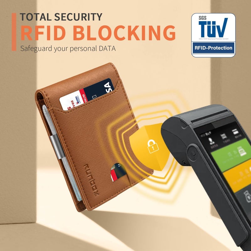 RUNBOX Money Clip Wallets for Men,Slim Leather Mens Bifold Wallet,RFID Blocking Front Pocket Wallet,Thin Credit Card Holder with Gift Box - Image 4